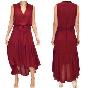 Just Taylor Wine Sleeveless Chiffon Hi Low Dress, Size 4